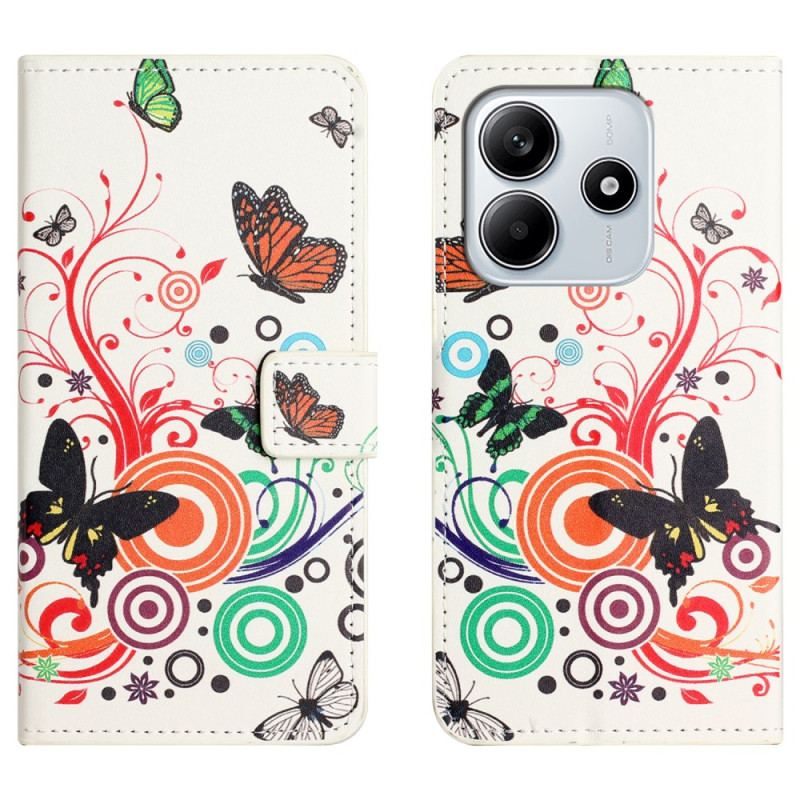 Fodral För Xiaomi Redmi Note 14 4g Fjärilar På Vit Bakgrund