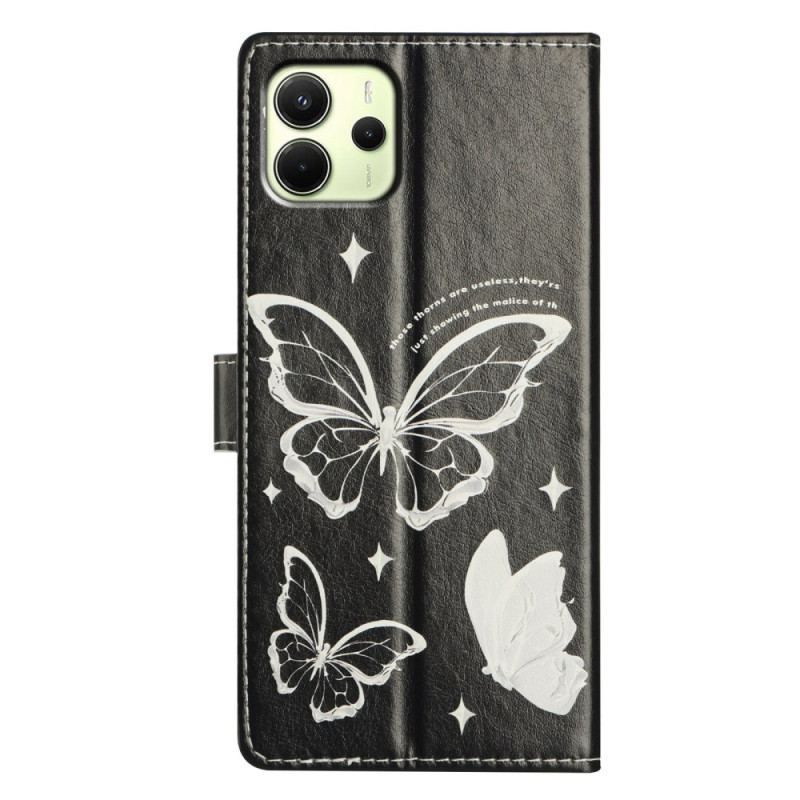 Fodral För Xiaomi Redmi Note 14 4g Svarta Och Vita Fjärilar