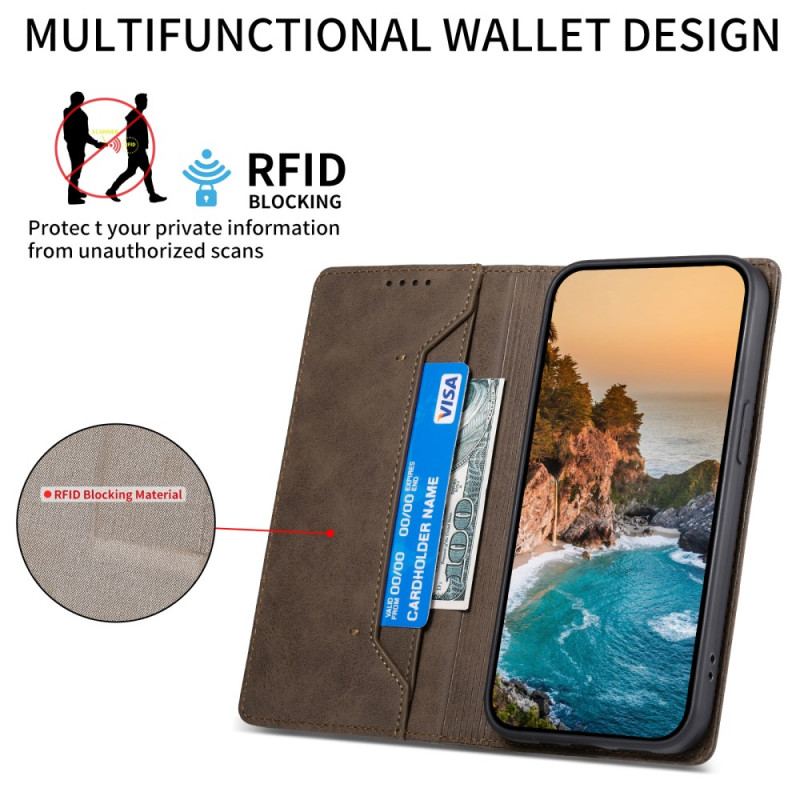 Folio-fodral För Xiaomi Redmi Note 14 4g Vintage Rfid-blockering