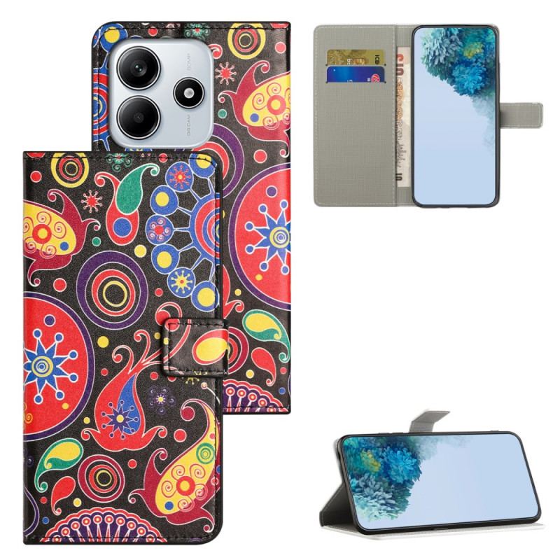 Läderfodral Xiaomi Redmi Note 14 4g Telefonfodral Galaxmönster