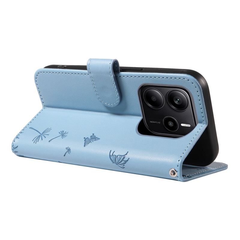 Läderfodral Xiaomi Redmi Note 14 4g Telefonfodral Maskrosor