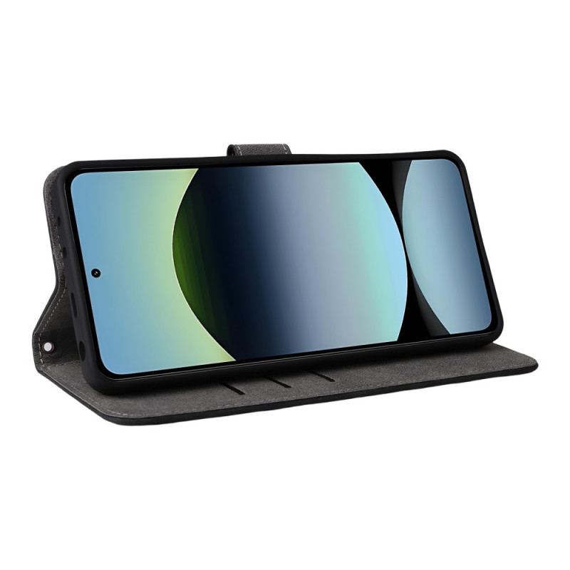 Läderskal Fodral Xiaomi Redmi Note 14 4g Rfid-skydd Mockaeffekt Med Rem