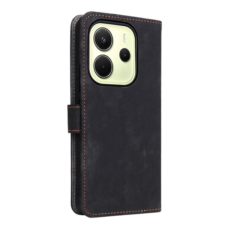 Läderskal Fodral Xiaomi Redmi Note 14 4g Rfid-skydd Mockaeffekt Med Rem