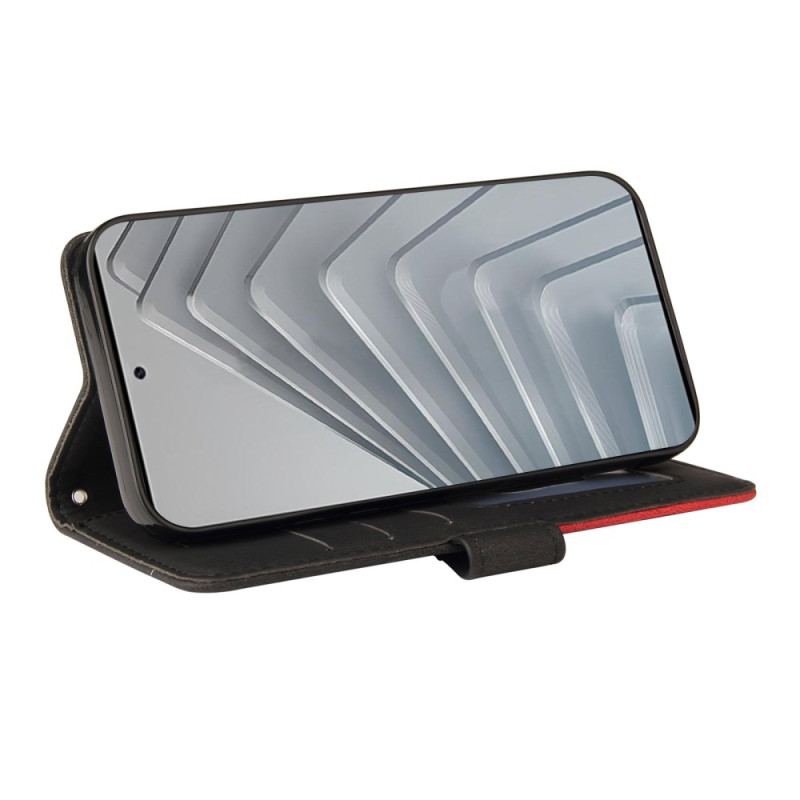 Läderskal Fodral Xiaomi Redmi Note 14 4g Tvåfärgad Vågiga Linjer