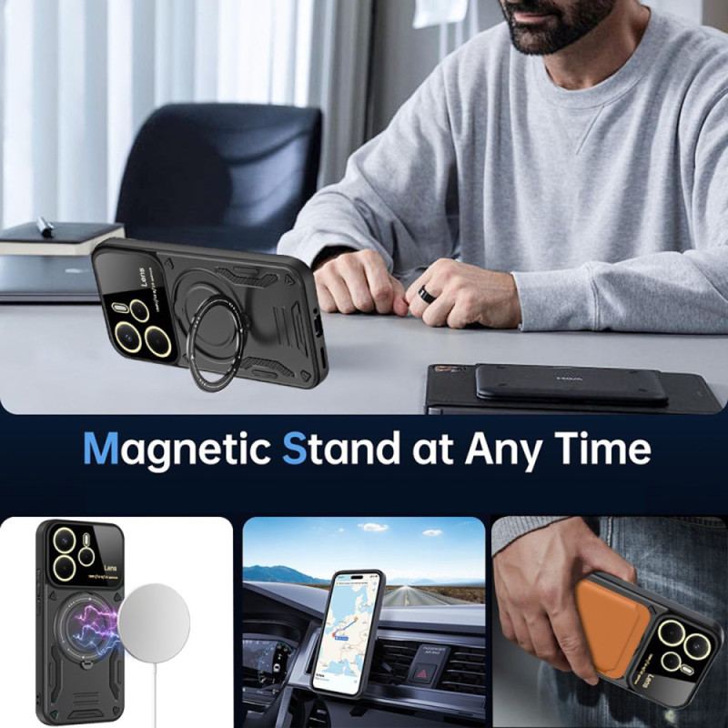 Skal För Xiaomi Redmi Note 14 4g Magnetisk Roterande Stativ