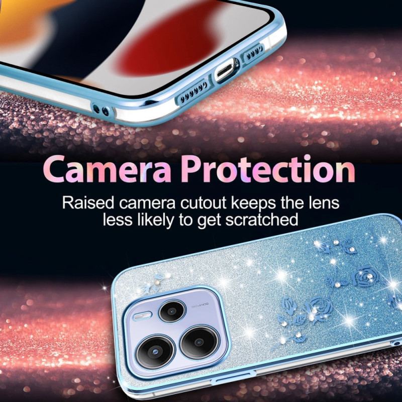 Skal Xiaomi Redmi Note 14 4g Tonade Blommor Med Glitter