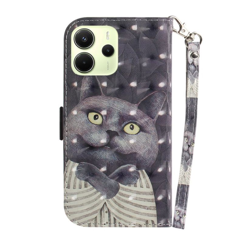 Skyddsfodral Xiaomi Redmi Note 14 4g Grå Katt Med Rem