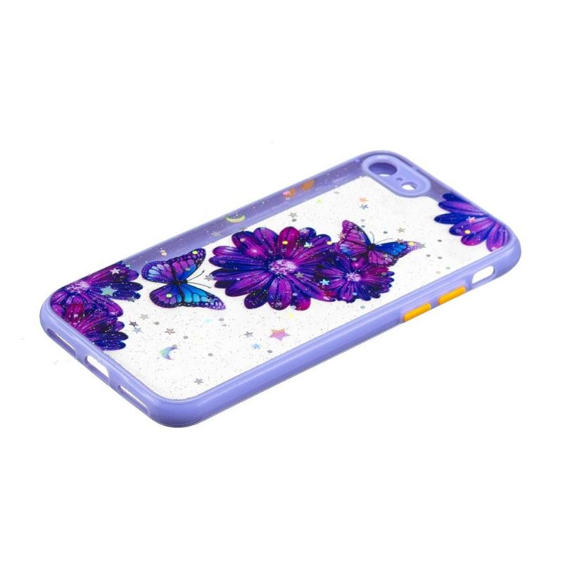 Skal För iPhone SE 2022 Fallskydd Lila Blommor Och Fjärilar