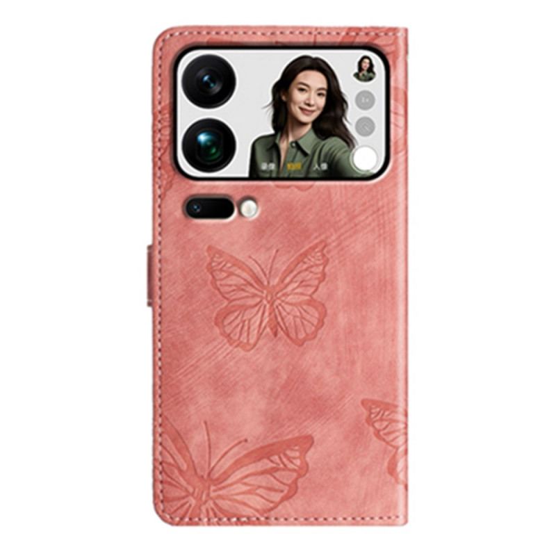 Fodral Xiaomi 17 Pro Max Fjärilsdesign Med Mockaeffekt