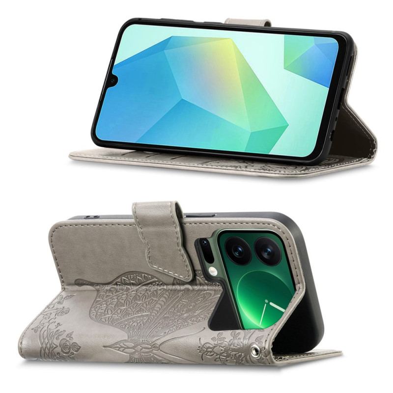 Läderfodral Xiaomi 17 Pro Max Telefonfodral Fjäril Och Strass