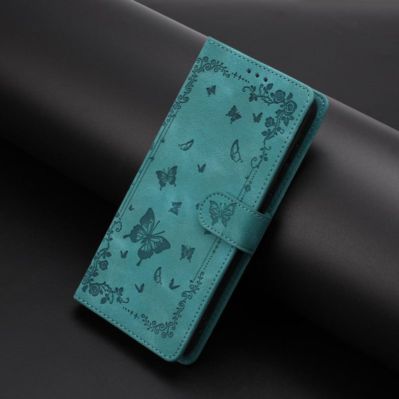 Läderfodral Xiaomi 17 Pro Max Telefonfodral Fjärilar Med Mockaeffekt