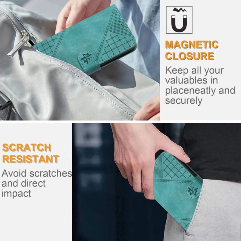 Läderskal Fodral Xiaomi 17 Pro Max Fjärils- Och Geometrisk Design