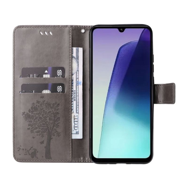 Fodral För Poco C75 Katt Och Träd Med Rem