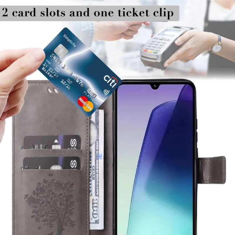 Fodral För Poco C75 Katt Och Träd Med Rem