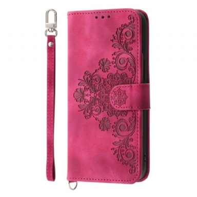 Fodral För Poco C75 Spets I Mockaeffekt Med Rem Och Axelrem