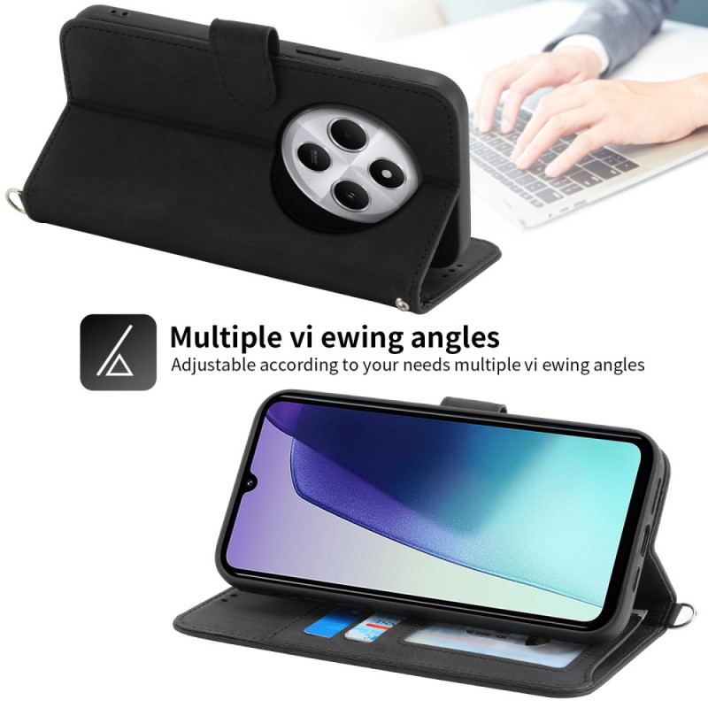 Fodral För Poco C75 Spets I Mockaeffekt Med Rem Och Axelrem