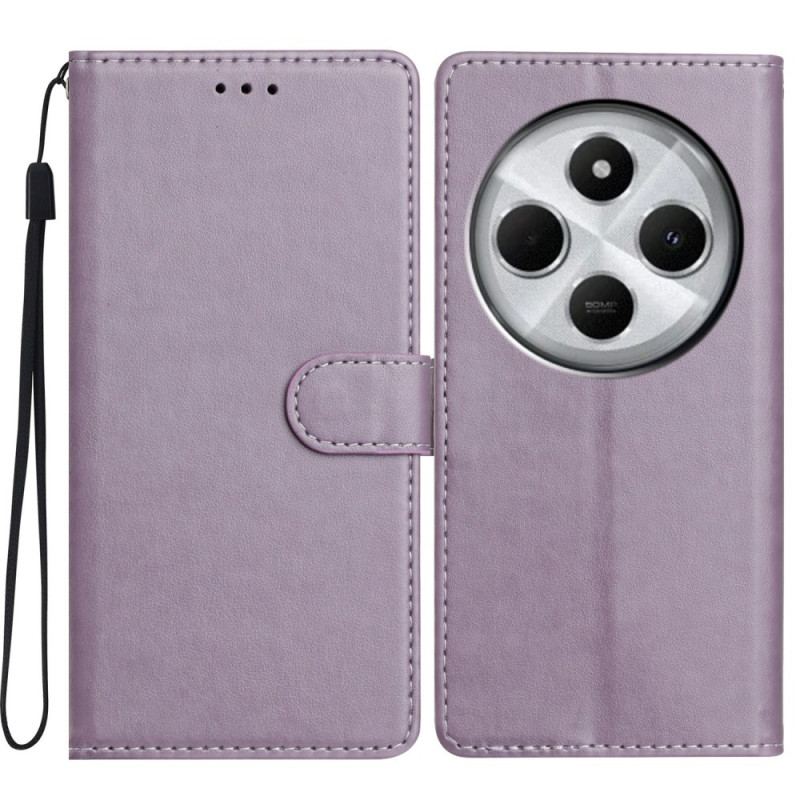 Läderfodral Poco C75 Telefonfodral Enfärgad Lädereffekt Med Rem