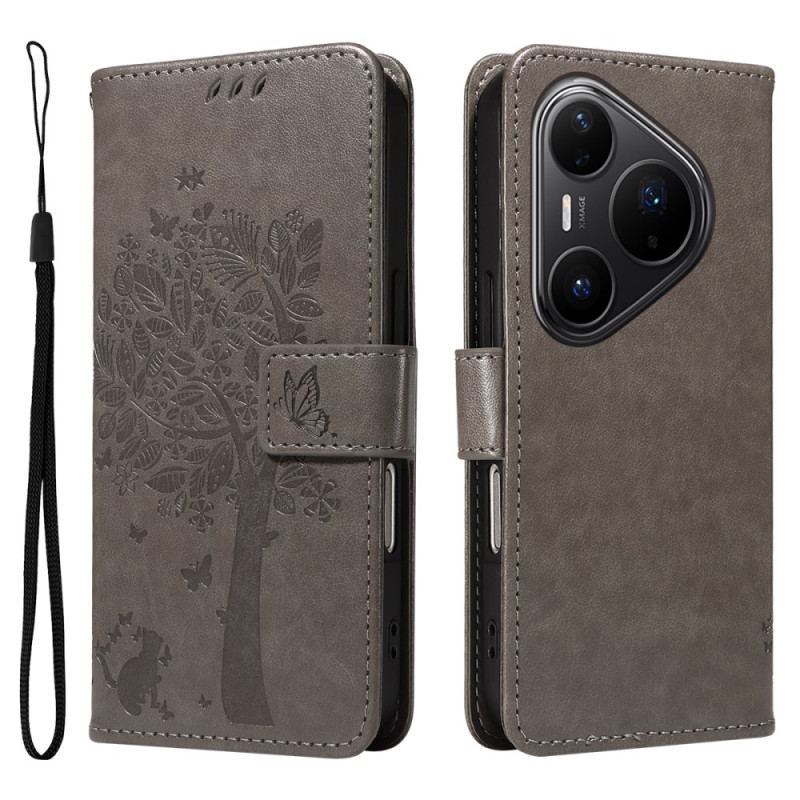 Fodral Huawei Pura 80 Pro Katt- Och Trädmönster