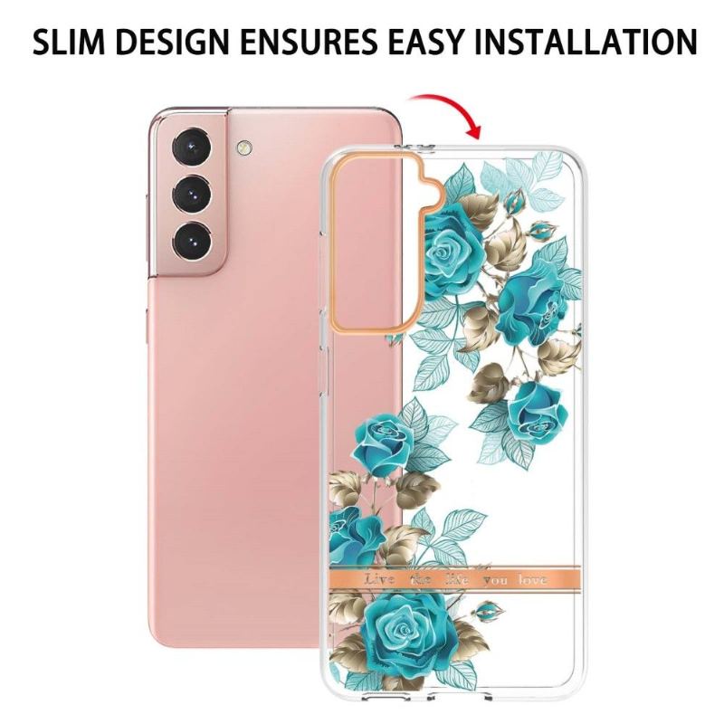 Skal För Samsung Galaxy S21 5G Fallskydd Blå Ros
