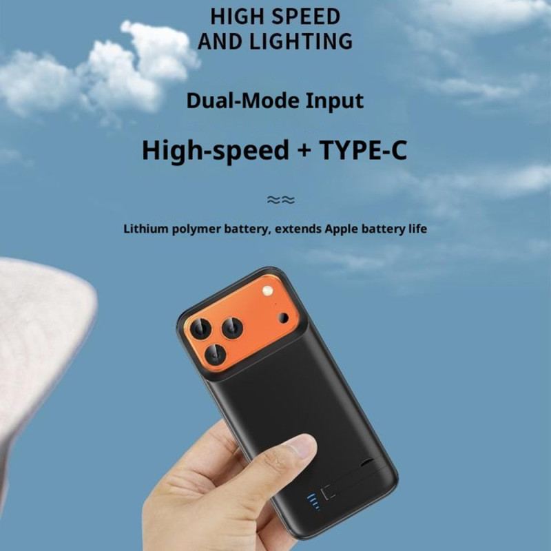 5000mah Externt Batterifodral För iPhone 17 Pro Med Inbyggt Stativ