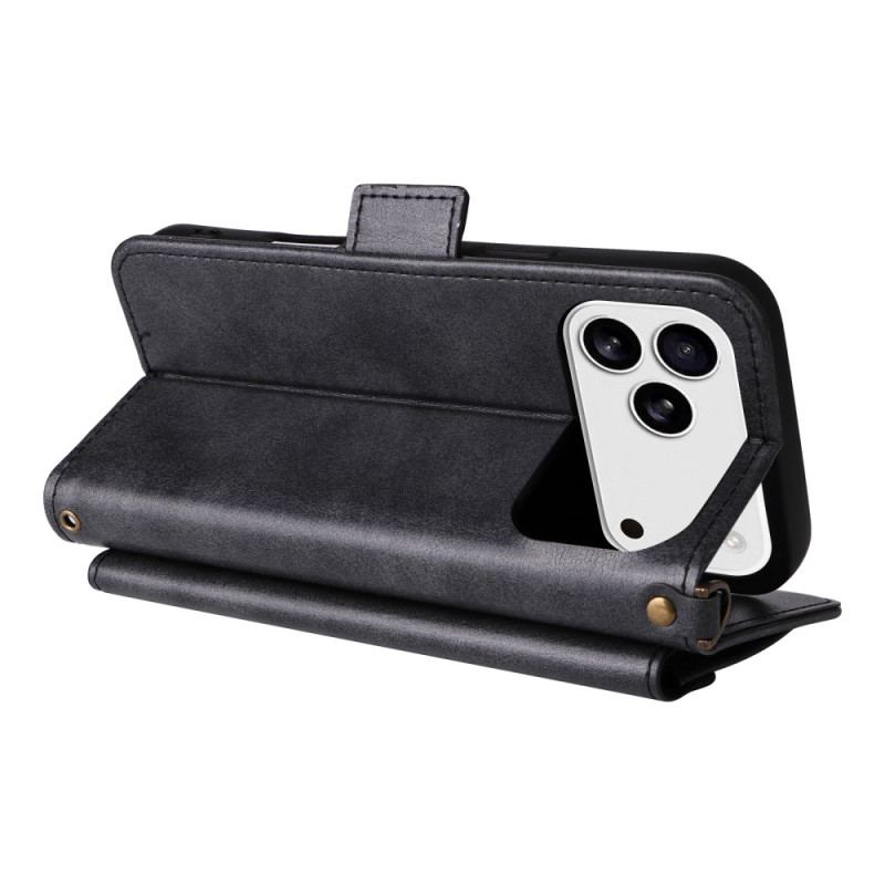 Fodral iPhone 17 Pro Retro Plånbok Med Axelrem