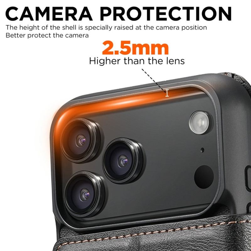 Läderfodral iPhone 17 Pro Telefonfodral Magsafe Tvåfärgat Avtagbart Fodral