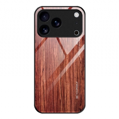 Skal iPhone 17 Pro Trästrukturerat Härdat Glas