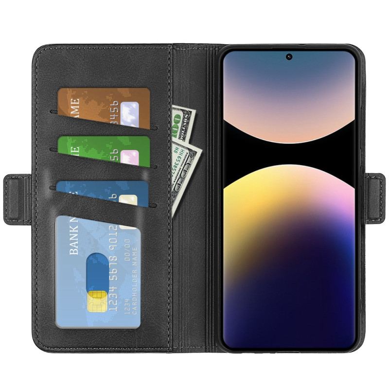 Läderfodral Xiaomi Redmi Note 14 Pro 4g Telefonfodral Dubbelspänne