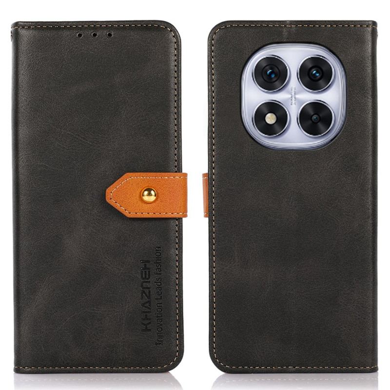 Läderfodral Xiaomi Redmi Note 14 Pro 4g Telefonfodral Guldfärgad Spänne Khazneh