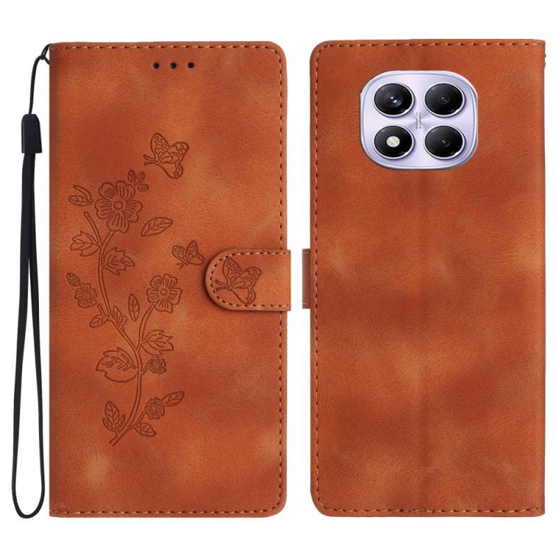 Läderskal Fodral Xiaomi Redmi Note 14 Pro 4g Blom- Och Fjärilsdesign