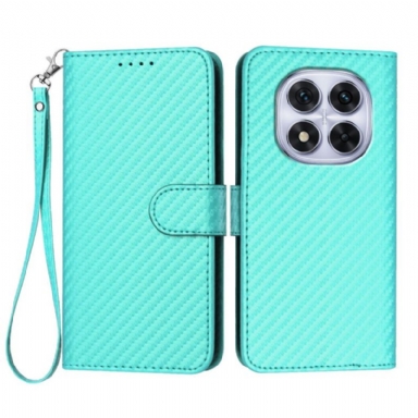 Läderskal Fodral Xiaomi Redmi Note 14 Pro 4g Kolfiberstruktur Med Rem