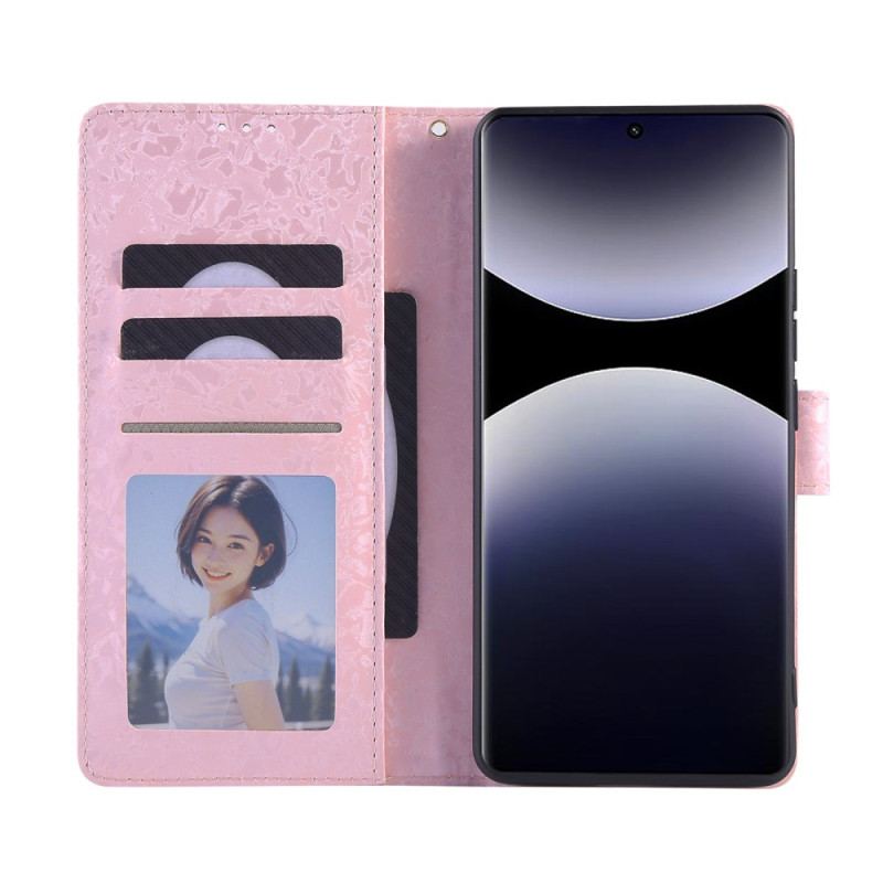 Läderskal Fodral Xiaomi Redmi Note 14 Pro 4g Rfid-blockerande Blommönster