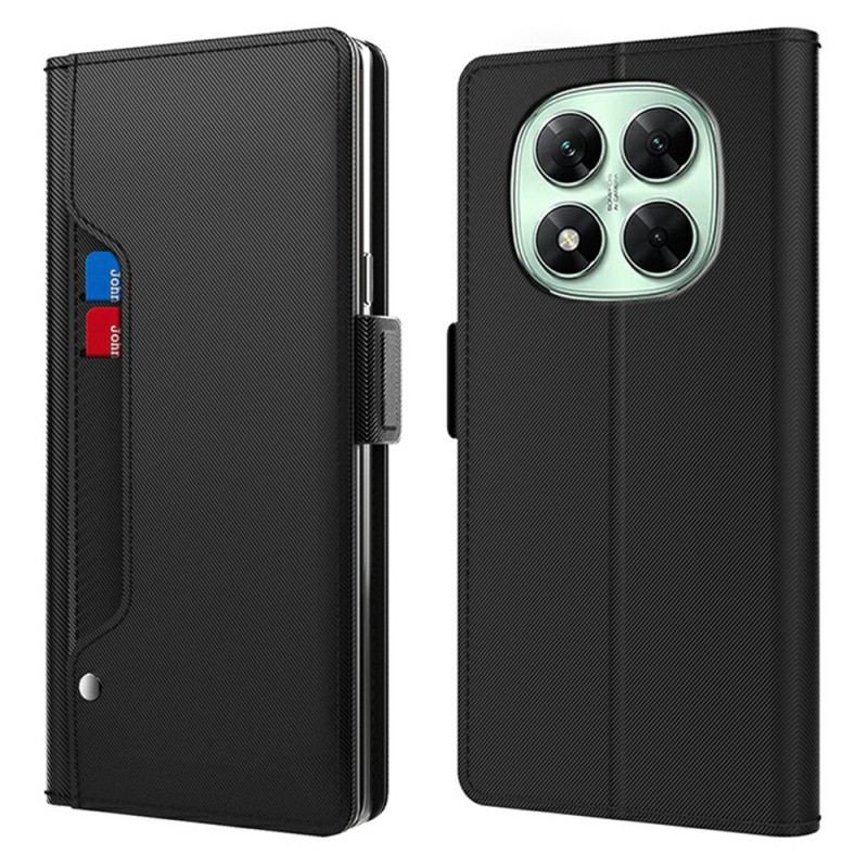 Läderskal Fodral Xiaomi Redmi Note 14 Pro 4g Spegel Och Avtagbar Korthållare