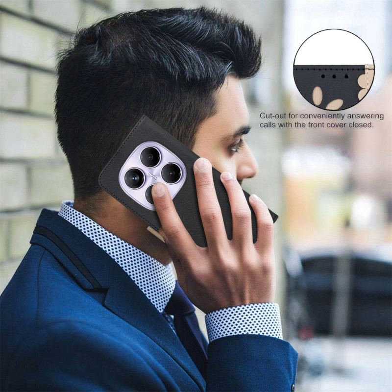 Läderskal Fodral Xiaomi Redmi Note 14 Pro 4g Tvåfärgad Binfen Color