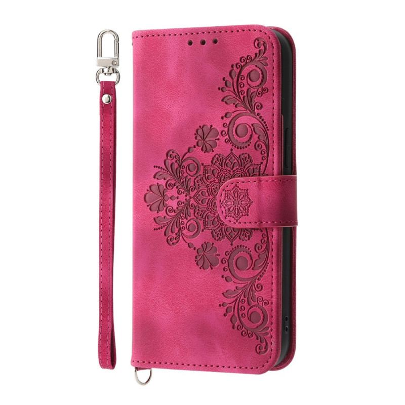 Fodral För Realme 14 Pro 5g Blommig Spets Med Rem