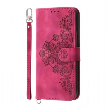 Fodral För Realme 14 Pro 5g Blommig Spets Med Rem