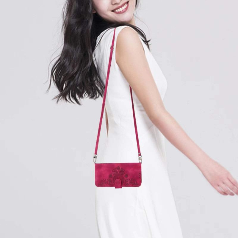 Fodral För Realme 14 Pro 5g Blommig Spets Med Rem