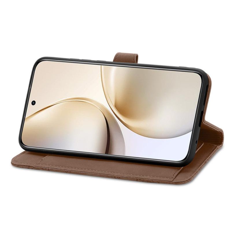 Fodral För Realme 14 Pro 5g Mocka Med Spetseffekt Ficka Och Rem