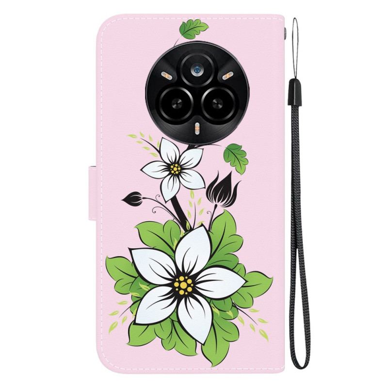 Läderfodral Realme 14 Pro 5g Telefonfodral Liljemönster