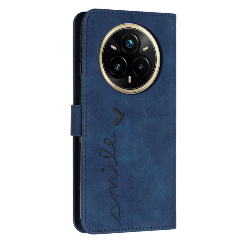 Läderskal Fodral Realme 14 Pro 5g Leende Med Rem