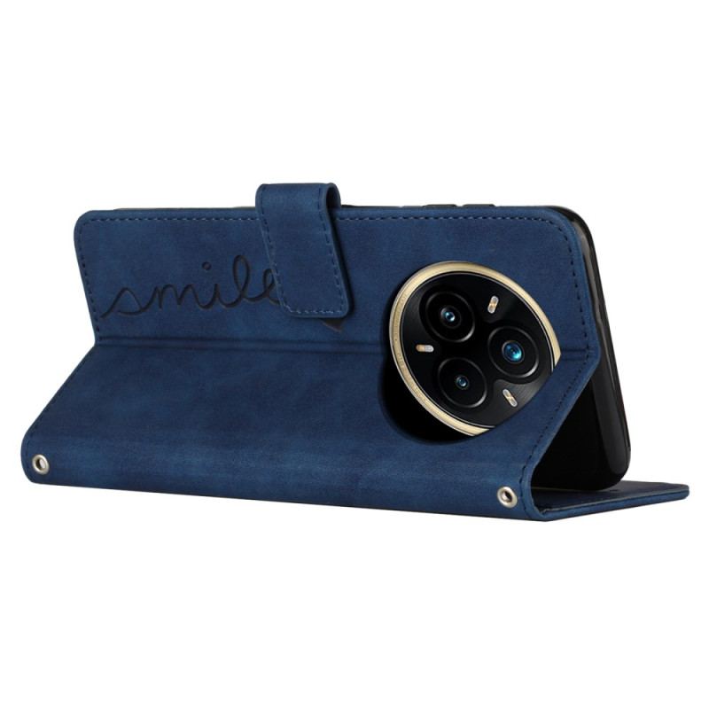 Läderskal Fodral Realme 14 Pro 5g Leende Med Rem