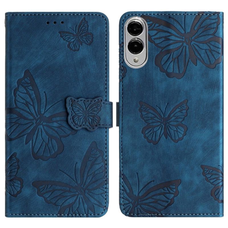 Läderfodral Samsung Galaxy S25 5g Edge Telefonfodral Fjärilseffekt I Mocka