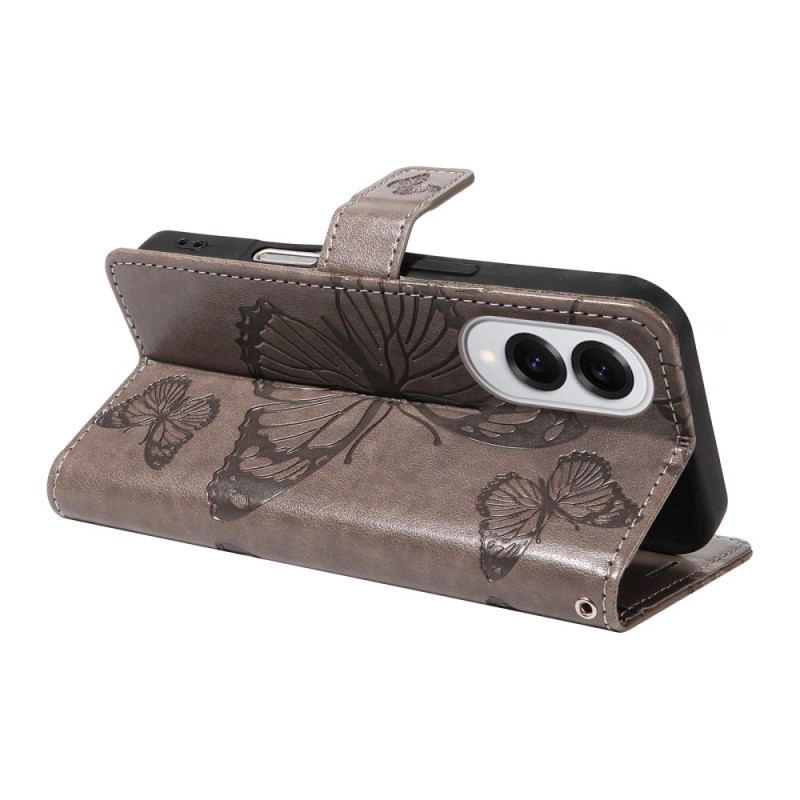 Läderfodral Samsung Galaxy S25 5g Edge Telefonfodral Jättefjärilsmönster