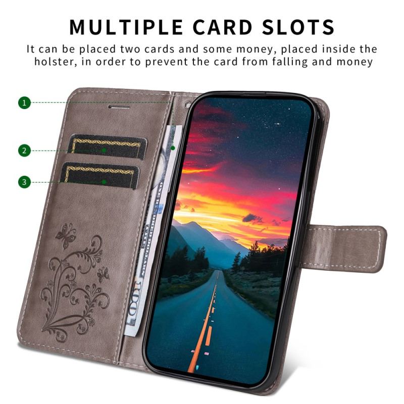 Läderfodral Samsung Galaxy S25 5g Edge Telefonfodral Jättefjärilsmönster