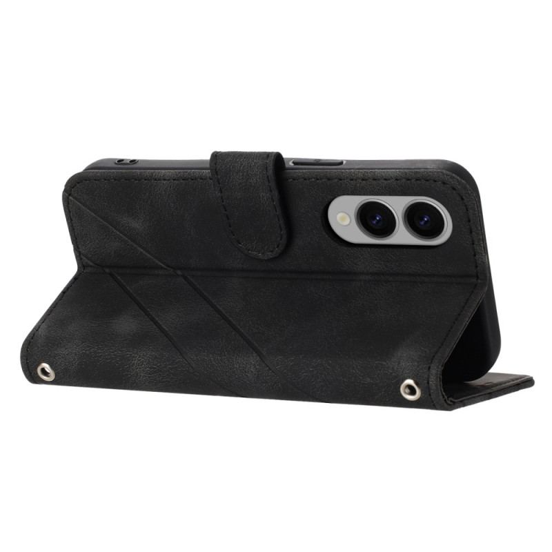 Läderfodral Samsung Galaxy S25 5g Edge Telefonfodral Tryckt Linjerem