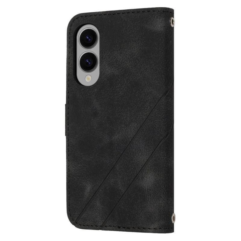 Läderfodral Samsung Galaxy S25 5g Edge Telefonfodral Tryckt Linjerem