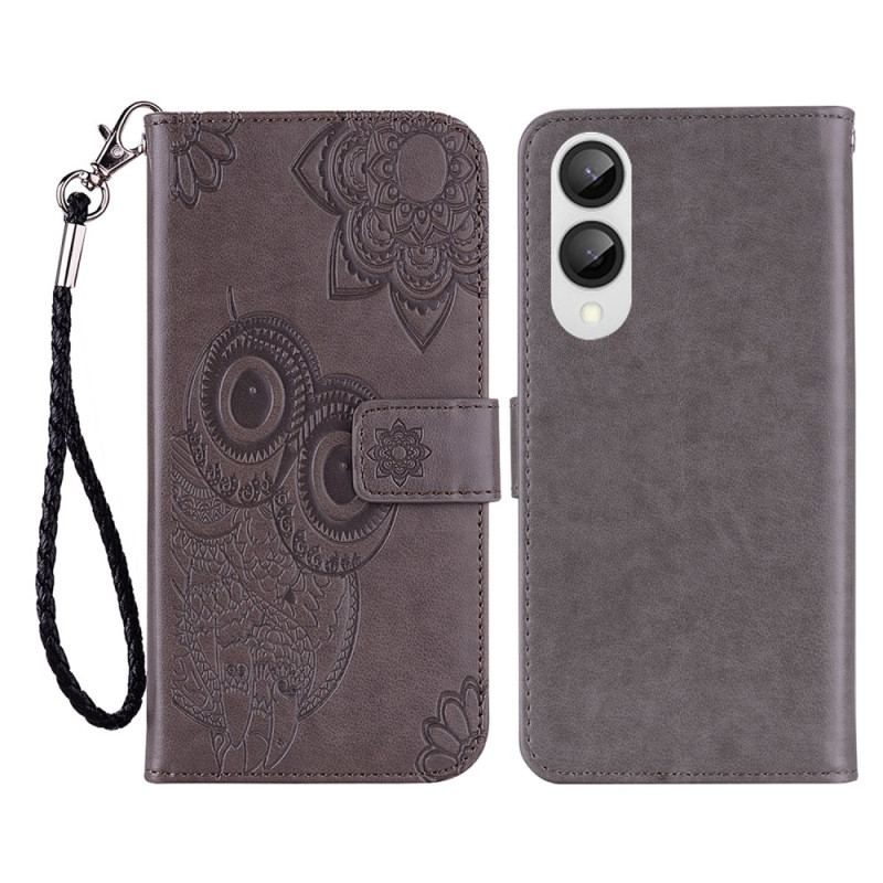 Läderfodral Samsung Galaxy S25 5g Edge Telefonfodral Ugglor Och Rem