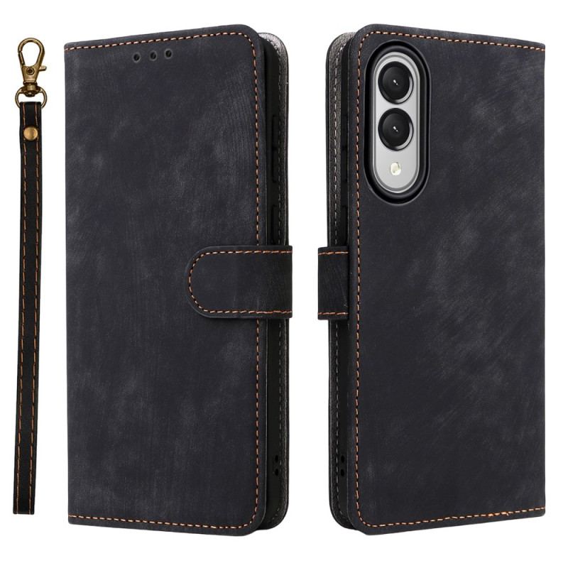 Läderskal Fodral Samsung Galaxy S25 5g Edge Rfid-funktion Med Rem