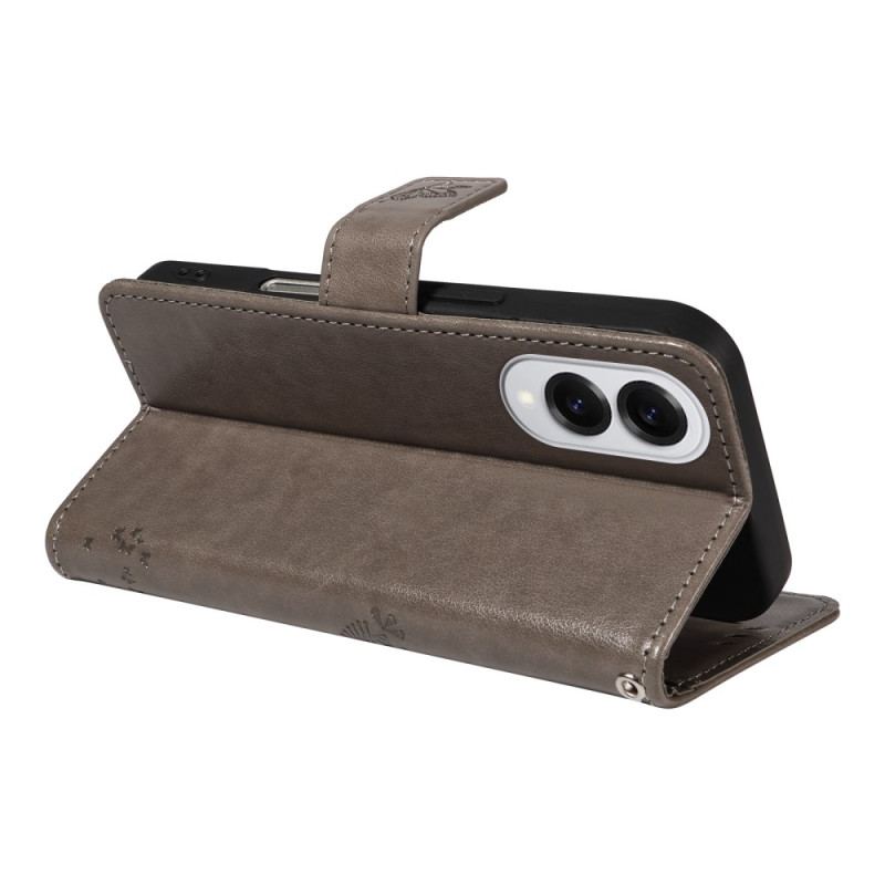 Läderskal Fodral Samsung Galaxy S25 5g Edge Träd Och Katt