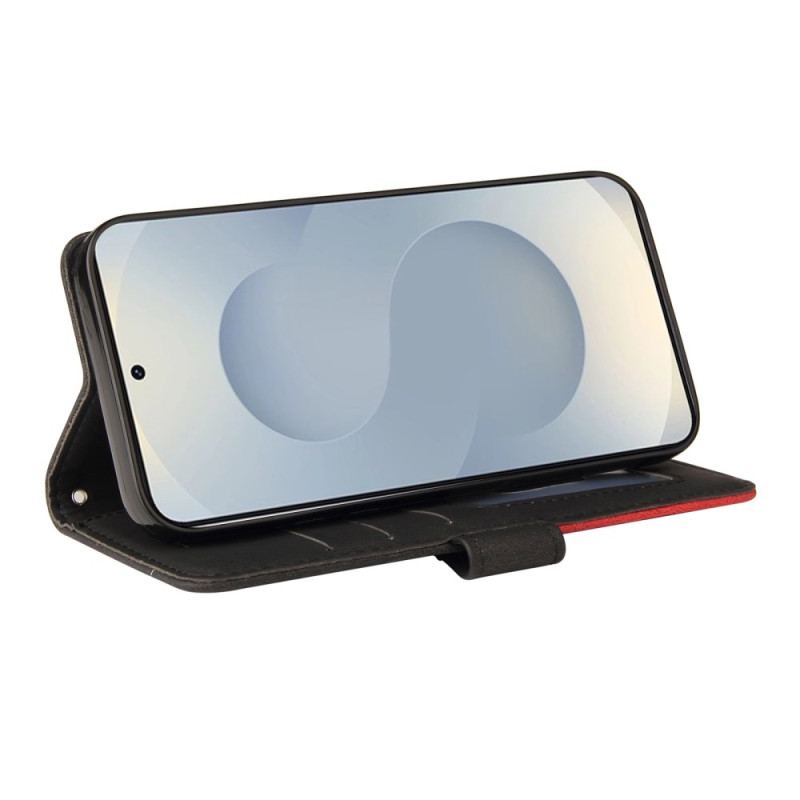 Läderskal Fodral Samsung Galaxy S25 5g Edge Tvåfärgad Krusning